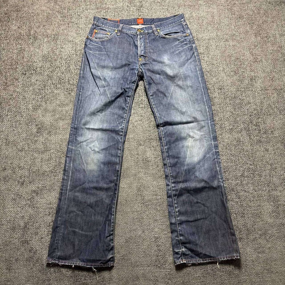Hugo Boss Straight Leg Jeans Mens 34x34 Blue Dark Wash Y2K Streetwear